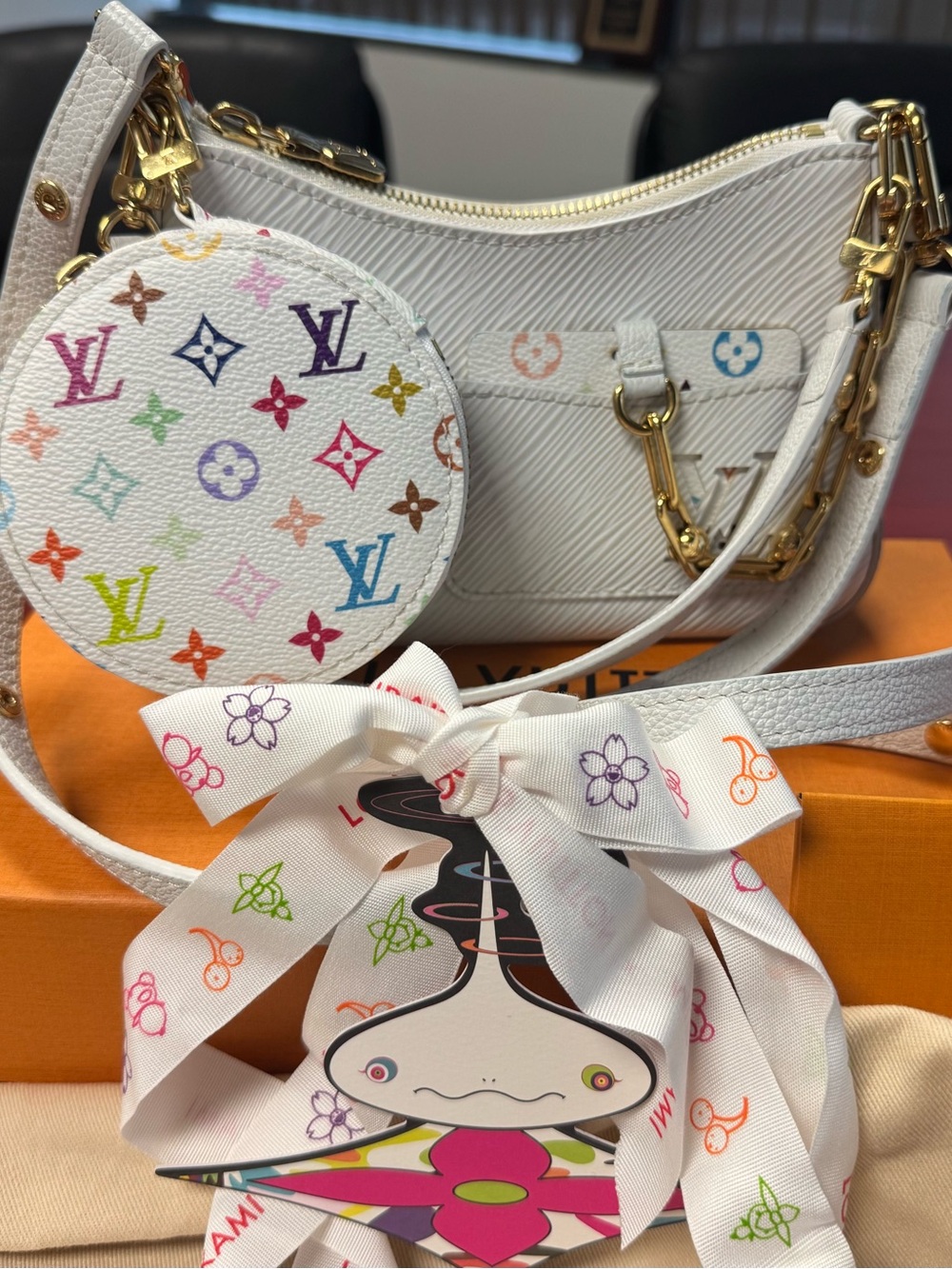 Louis Vuitton x Murakami White Multicolor Marellini -Coin purse & TM packaging